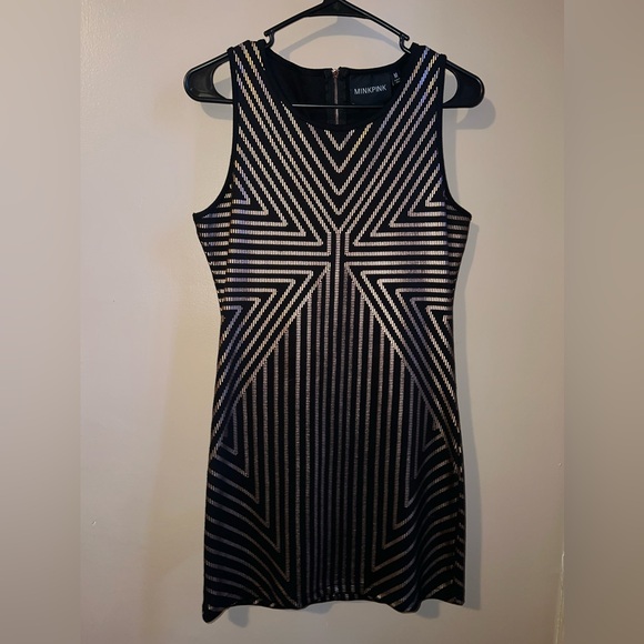 MINKPINK Dresses & Skirts - Sleeveless Black & Gold Mink Pink Cocktail Dress